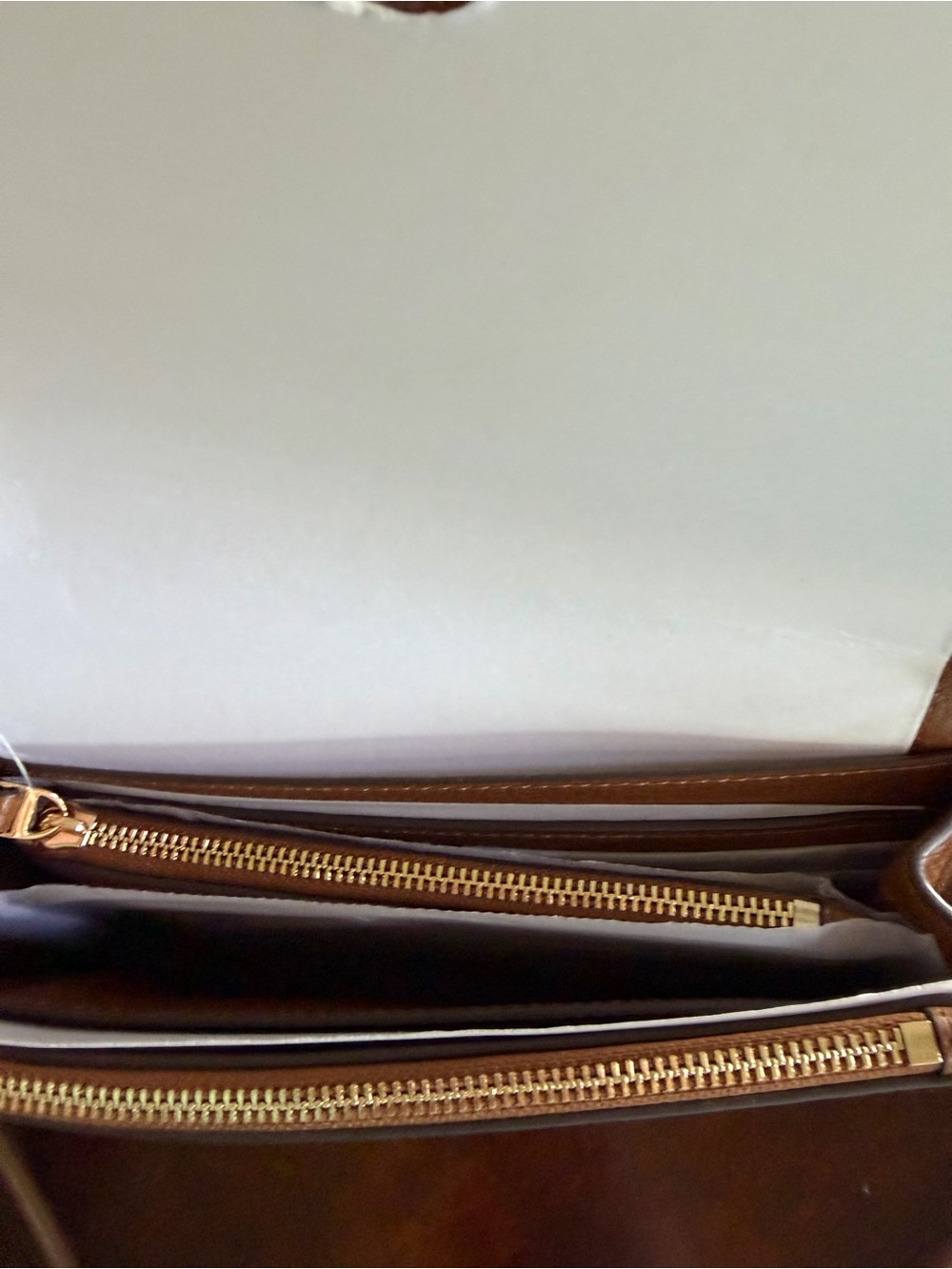 Tory Burch Brown Pebbled Leather Crossbody with Embossed Logo - Picture 4 of 8